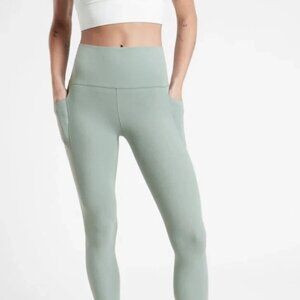 Athleta Salutation Large 7/8 Stash Pocket High Waist Minimalist Grey Leggings
